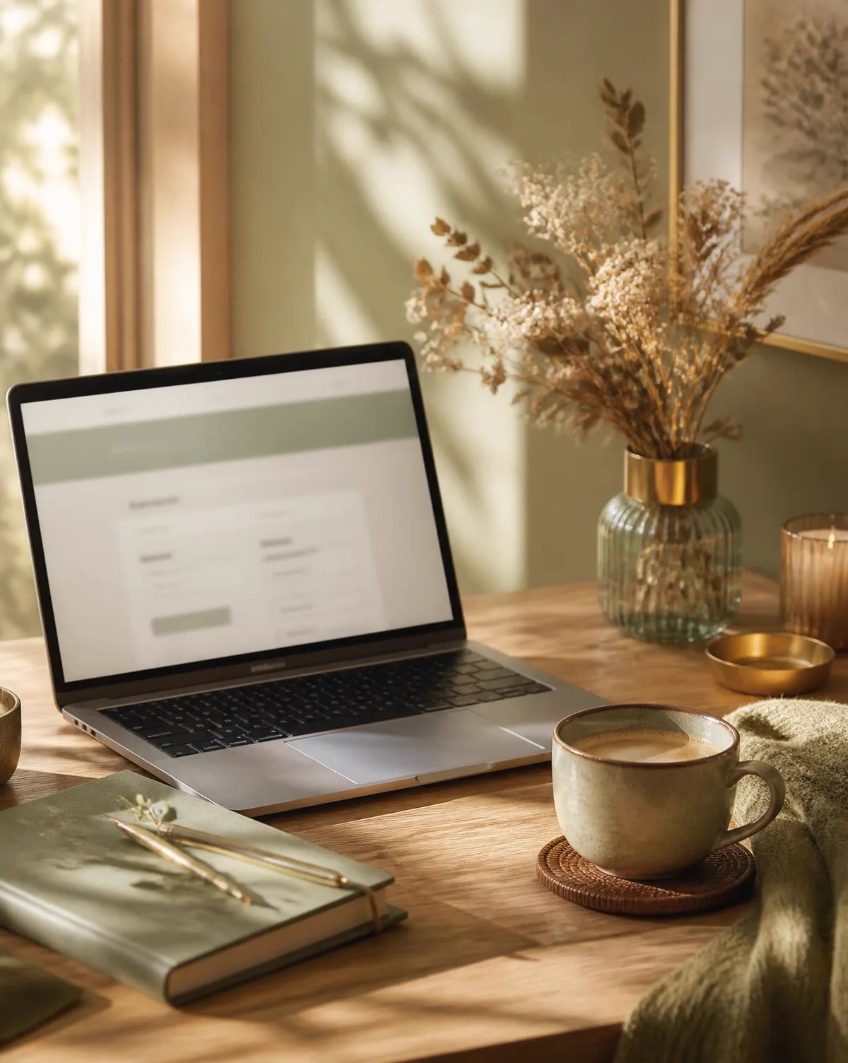 An open laptop showing a form beside a warm cup of coffee